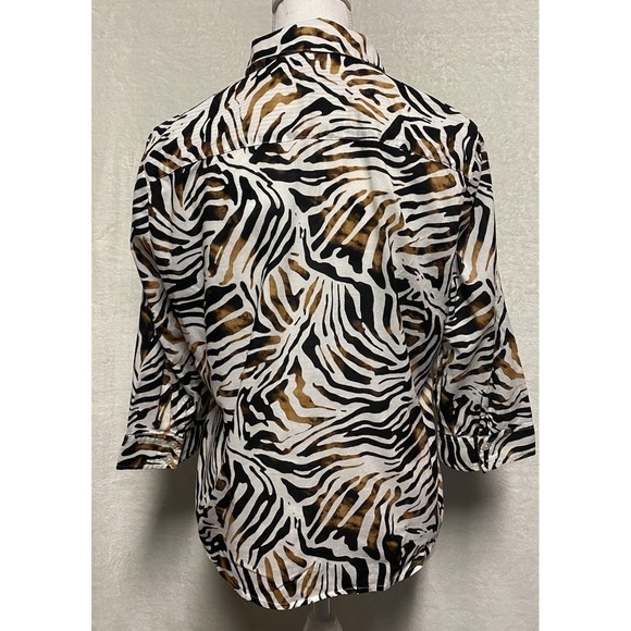 Jones New York Signature Petite Animal Print 3/4 Sleeve Blouse Women's Size PL - Picture 4 of 10